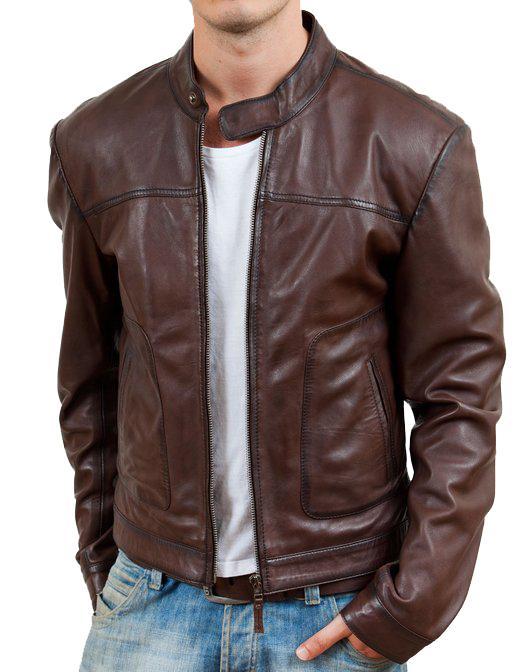 Brownish Men Classic Leather Jackets - Xosack