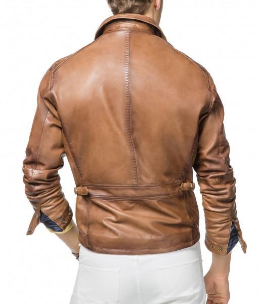 Men Biker Leather Jackets: Tan Brown - Xosack