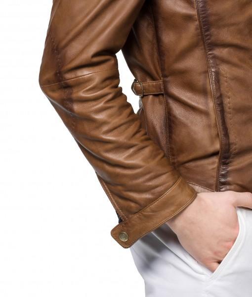 Men Biker Leather Jackets: Tan Brown - Xosack