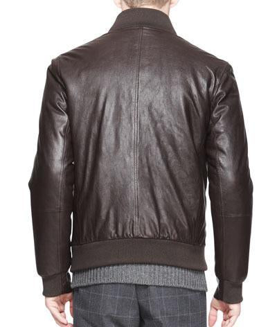 Zip Front Men Bomber Leather Jackets