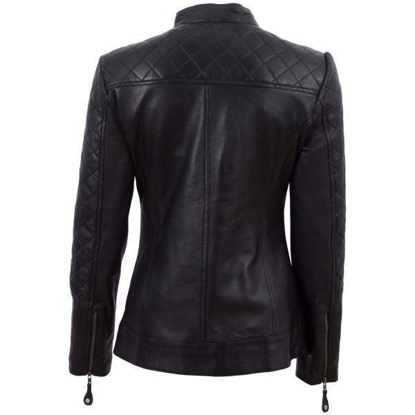 Cafe Racer Black Ladies Leather Jacket