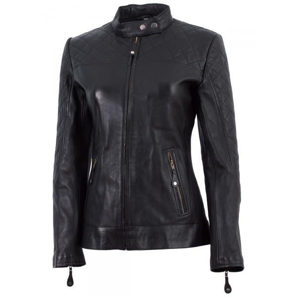 Cafe Racer Black Ladies Leather Jacket