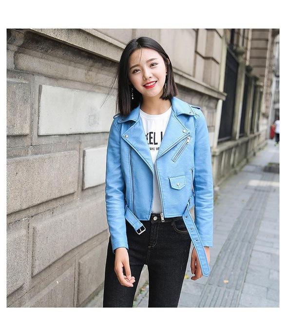 Motorcycle Coat Short Faux Leather Biker Jacket