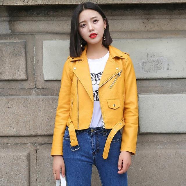 Motorcycle Coat Short Faux Leather Biker Jacket