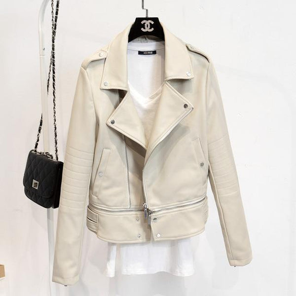 JUANTALK Fashion Spring Autumn Women Soft Faux Washed Leather Jacket