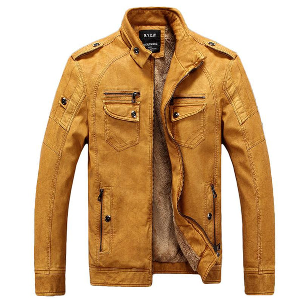Male Motorcycle Fashion Leather Jacket