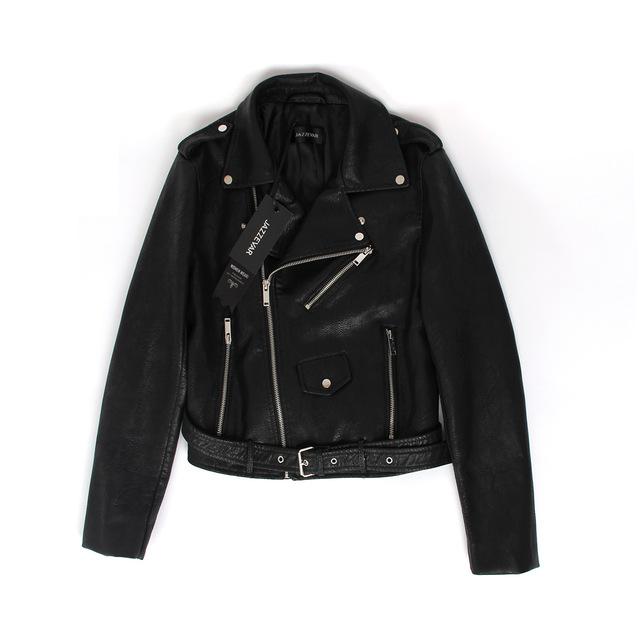 Jazzevar New Autumn High Fashion Street Women's Short Washed PU Leather Jacket