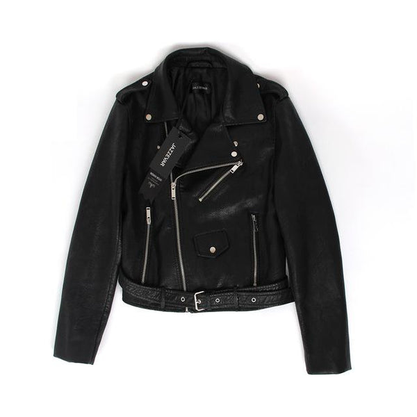Jazzevar New Autumn High Fashion Street Women's Short Washed PU Leather Jacket