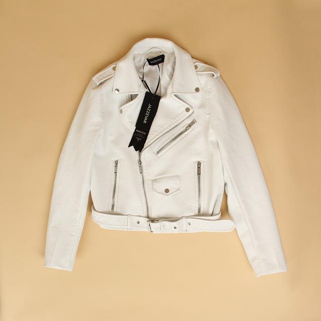 Jazzevar New Autumn High Fashion Street Women's Short Washed PU Leather Jacket