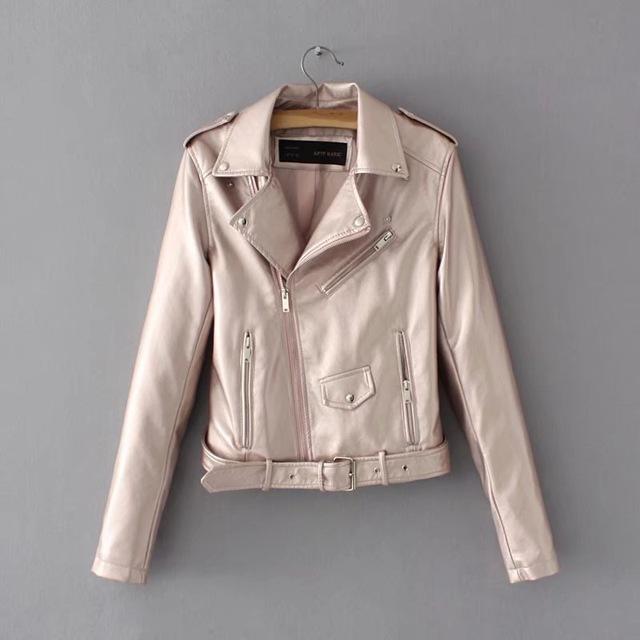 Bright Color Faux Leather Motorcycle Bomber Jacket Coat
