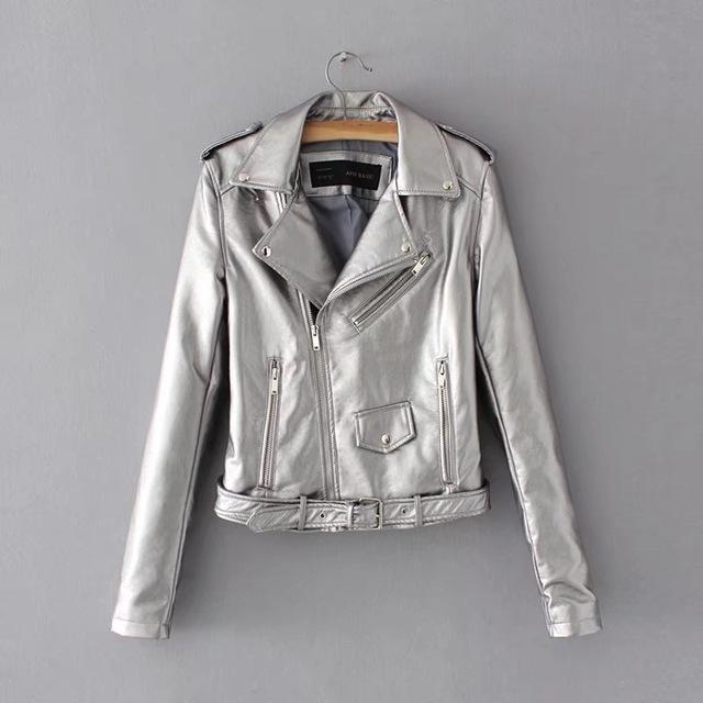 Bright Color Faux Leather Motorcycle Bomber Jacket Coat