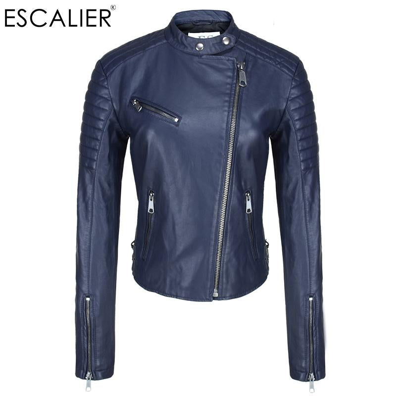 Escalier Blue Motorcycle Women Leather Jackets