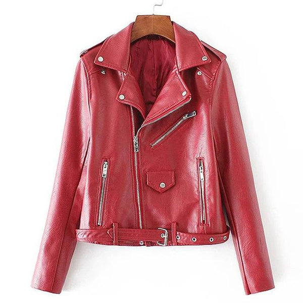 Motorcycle Women Jackets Faux PU Leather