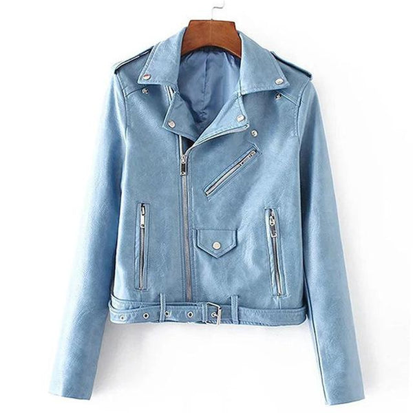 Motorcycle Women Jackets Faux PU Leather