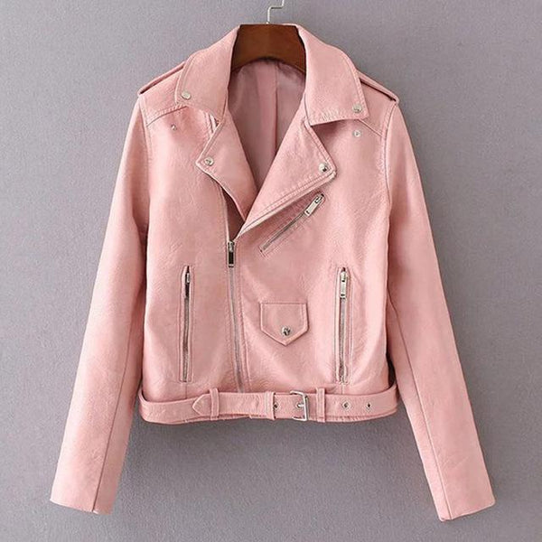 Motorcycle Women Jackets Faux PU Leather