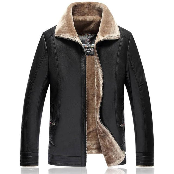 LONMMY Black leather jacket men