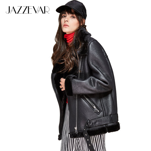 JAZZEVAR high fashion street women's PU leather jacket ca