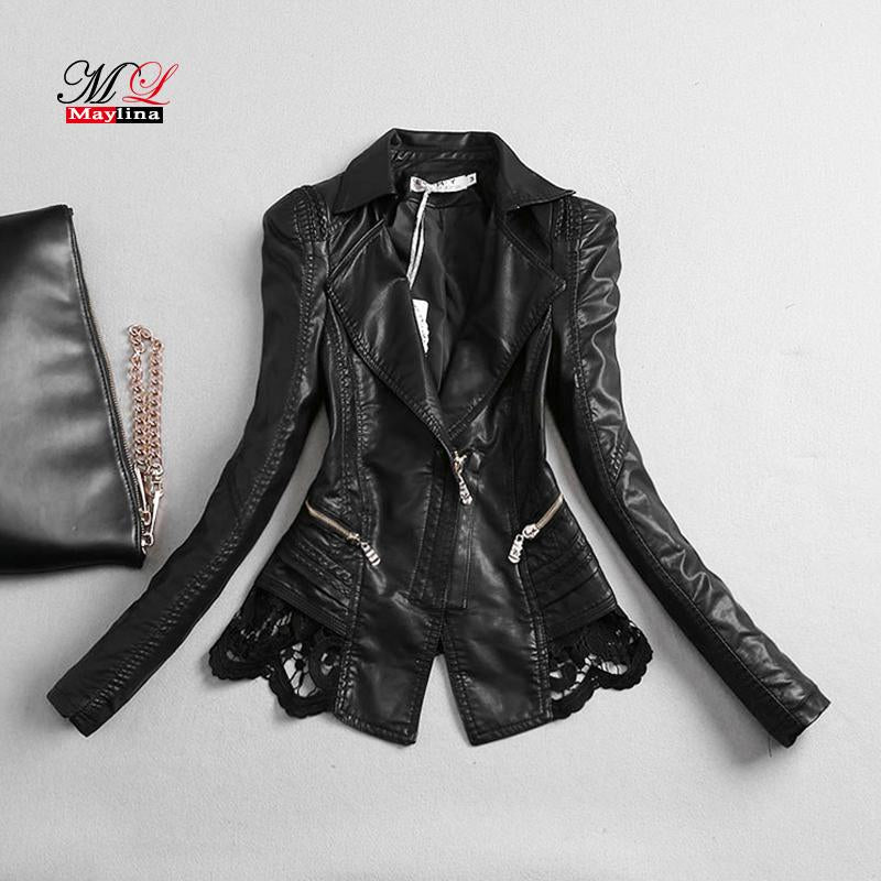 Maylina Plus Size Autumn  Leather Jacket  Women