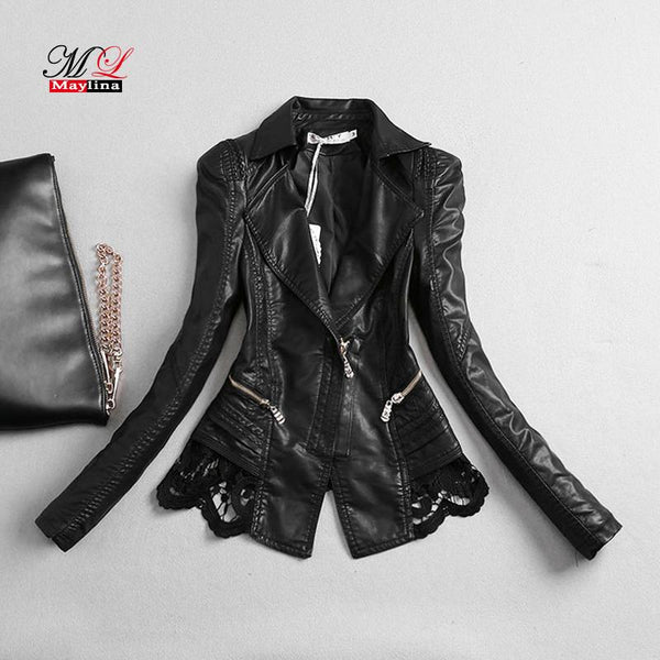Maylina Plus Size Autumn  Leather Jacket  Women