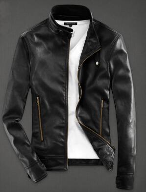 collar fashion casual male cool pu leather jacket